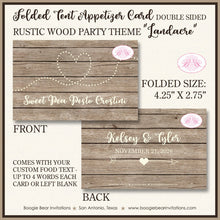 Load image into Gallery viewer, Rustic Wood Wedding Favor Party Card Tent Appetizer Place Food Birthday Farm Barn Country Heart Arrow Boogie Bear Invitations Landacre Theme