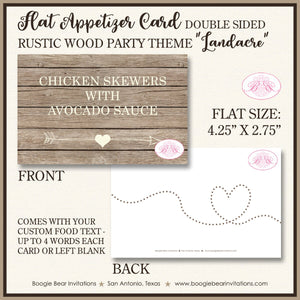 Rustic Wood Wedding Favor Party Card Tent Appetizer Place Food Birthday Farm Barn Country Heart Arrow Boogie Bear Invitations Landacre Theme