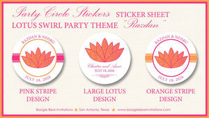 Lotus Flower Wedding Stickers Circle Birthday Party Favor Flower Modern Pink Orange Engagement Dinner Boogie Bear Invitations Razdan Theme