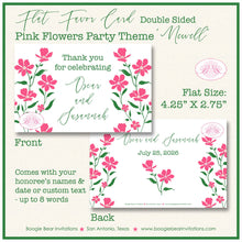 Load image into Gallery viewer, Pink Flowers Wedding Favor Party Card Tent Appetizer Place Food Birthday Wildflower Garden Grow Summer Boogie Bear Invitations Newell Theme