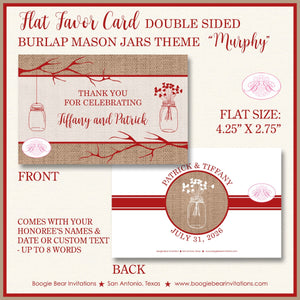 Mason Jars Wedding Favor Party Card Tent Appetizer Place Food Birthday Flower Country Red Burlap White Boogie Bear Invitations Murphy Theme