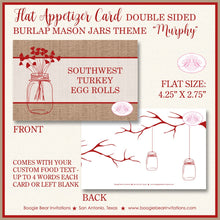 Load image into Gallery viewer, Mason Jars Wedding Favor Party Card Tent Appetizer Place Food Birthday Flower Country Red Burlap White Boogie Bear Invitations Murphy Theme