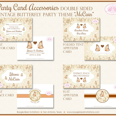 Vintage Butterfly Wedding Favor Party Card Tent Appetizer Place Food Birthday Garden Spring Flower Love Boogie Bear Invitations McCain Theme