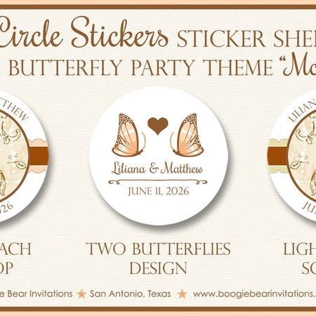 Vintage Butterfly Wedding Stickers Circle Birthday Party Favor Garden Spring Flower Victorian Woodland Boogie Bear Invitations McCain Theme