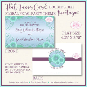 Purple Green Flowers Wedding Favor Party Card Tent Appetizer Place Food Birthday Floral Hawaii Bloom Boogie Bear Invitations Montague Theme