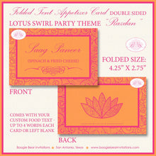 Load image into Gallery viewer, Lotus Swirl Wedding Party Favor Card Tent Appetizer Place Food Birthday Flower Modern Pink Orange Boogie Bear Invitations Razdan Theme