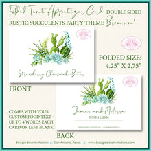 Load image into Gallery viewer, Rustic Succulents Wedding Favor Party Card Tent Appetizer Place Food Birthday Cactus Plant Green Blue Boogie Bear Invitations Bronson Theme