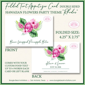 Hawaiian Flowers Wedding Favor Party Card Tent Appetizer Place Food Birthday Hibiscus Hawaii Island Boogie Bear Invitations Rhodes Theme