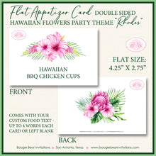 Load image into Gallery viewer, Hawaiian Flowers Wedding Favor Party Card Tent Appetizer Place Food Birthday Hibiscus Hawaii Island Boogie Bear Invitations Rhodes Theme