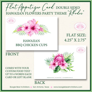 Hawaiian Flowers Wedding Favor Party Card Tent Appetizer Place Food Birthday Hibiscus Hawaii Island Boogie Bear Invitations Rhodes Theme