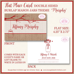 Mason Jars Wedding Favor Party Card Tent Appetizer Place Food Birthday Flower Country Red Burlap White Boogie Bear Invitations Murphy Theme