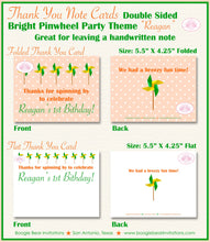 Load image into Gallery viewer, Pinwheel Birthday Party Thank You Card Retro Boy Girl Orange Summer Spring Picnic Polka Dot 1st Boogie Bear Invitations Reagan Theme Printed