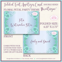 Load image into Gallery viewer, Purple Green Flowers Wedding Favor Party Card Tent Appetizer Place Food Birthday Floral Hawaii Bloom Boogie Bear Invitations Montague Theme