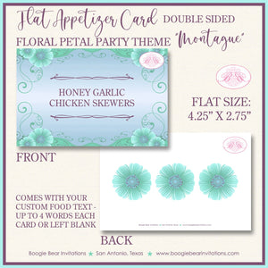 Purple Green Flowers Wedding Favor Party Card Tent Appetizer Place Food Birthday Floral Hawaii Bloom Boogie Bear Invitations Montague Theme