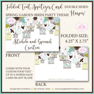 Garden Birds Wedding Party Favor Card Tent Appetizer Place Food Birthday Woodland Birdcage Cage Tree Boogie Bear Invitations Harper Theme