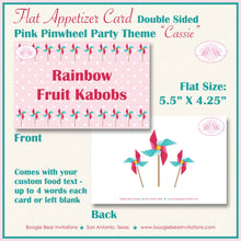 Load image into Gallery viewer, Pinwheel Birthday Favor Party Card Tent Appetizer Place Food Pink Teal Turquoise Aqua Summer Retro Girl Boogie Bear Invitations Cassie Theme