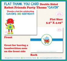 Load image into Gallery viewer, Robot Birthday Party Thank You Card Boy Girl Space Ship Electric Nuts Bolt Gears Machine Future Boogie Bear Invitations Gavin Theme Printed