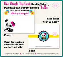 Load image into Gallery viewer, Pink Panda Bear Baby Shower Party Thank You Card Girl Black Birthday Butterfly Wild Zoo Animals Boogie Bear Invitations Callie Theme Printed