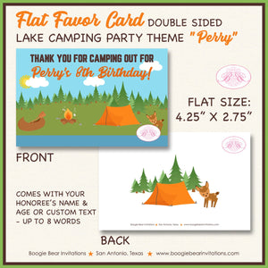 Camping Lake Birthday Favor Party Card Tent Place Food Tag Forest Tent Campfire Boat Boating Park Camp Boogie Bear Invitations Perry Theme