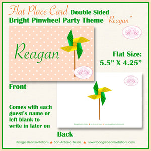 Pinwheel Birthday Favor Party Card Tent Appetizer Place Food Orange Green Yellow Retro Boy Girl Bright Boogie Bear Invitations Reagan Theme