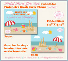 Load image into Gallery viewer, Pink Beach Birthday Party Thank You Card Retro Ocean Girl Swim Flip Flop Swim Swimming Splash Boogie Bear Invitations Sunnie Theme Printed