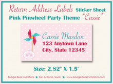 Load image into Gallery viewer, Pinwheel Pink Birthday Party Invitation Teal Aqua Girl Summer Garden Picnic Boogie Bear Invitations Cassie Theme Paperless Printable Printed