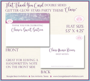 Ombré Glowing Stars Party Thank You Cards Birthday Sweet 16 Winter Girl Pink Purple Aqua Blue Boogie Bear Invitations Claire Theme Printed