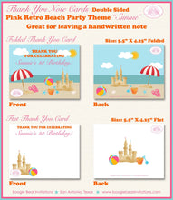 Load image into Gallery viewer, Pink Beach Birthday Party Thank You Card Retro Ocean Girl Swim Flip Flop Swim Swimming Splash Boogie Bear Invitations Sunnie Theme Printed