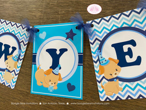 Blue Puppy Birthday Party Banner Boy Girl Dog Adoption Pet Paw Pawty Ball Vet Doctor Come Sit Stay Woof Boogie Bear Invitations Sawyer Theme