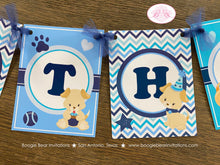 Load image into Gallery viewer, Blue Puppy Happy Birthday Party Banner Boy Girl Dog Adoption Pet Paw Pawty Ball Vet Doctor Chevron Bark Boogie Bear Invitations Sawyer Theme