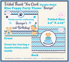 Load image into Gallery viewer, Blue Puppy Party Thank You Card Birthday Note Boy Girl Dog Pet Paw Pawty Vet Doctor Adoption Boogie Bear Invitations Sawyer Theme Printed