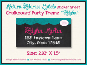 Chalkboard Pink Teal Birthday Invitation Party Graphic Scallop Number Block Boogie Bear Invitations Adylin Theme Paperless Printable Printed
