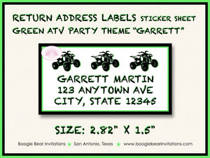 ATV Photo Birthday Party Invitation 4 Wheeler All Terrain Vehicle Quad Boogie Bear Invitations Garrett Theme Paperless Printable Printed