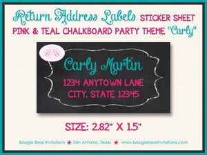 Chalkboard Birthday Party Invitation Girl Photo Pink Teal Blue Chalk Board Boogie Bear Invitations Carly Theme Paperless Printable Printed
