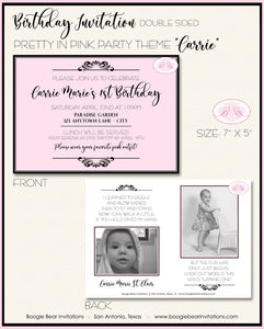 Pretty In Pink Photo Birthday Invitation Party Girl Formal Elegant Princess Boogie Bear Invitations Carrie Theme Paperless Printable Printed