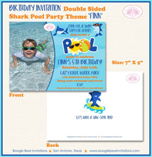 Load image into Gallery viewer, Shark Pool Birthday Party Invitation Photo Swimming Pool Swim Ocean Splash Boogie Bear Invitations Finn Theme Paperless Printable Printed