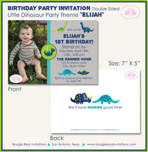 Load image into Gallery viewer, Dinosaur Birthday Party Invitation Photo Boy Girl Navy Lime Aqua 1st 2nd Boogie Bear Invitations Elijah Theme Paperless Printable Printed