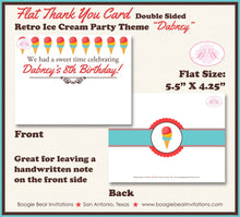 Load image into Gallery viewer, Retro Ice Cream Party Thank You Card Birthday Soda Shop Sweet Popsicle Summer Dessert Boy Girl Boogie Bear Invitations Dabney Theme