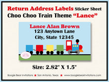 Load image into Gallery viewer, Train Photo Birthday Party Invitation Blocks Railroad Boy Girl Red Rail Road Boogie Bear Invitations Lance Theme Paperless Printable Printed