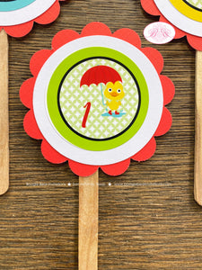 Frog Duck Birthday Party Cupcake Toppers Red Boy Girl Spring Flowers Rain Gardening Garden Green Wagon Boogie Bear Invitations Charlie Theme