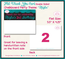 Load image into Gallery viewer, Chalkboard Pink Teal Birthday Party Thank You Card Graphic Scallop Number Script Text Font Blue Boogie Bear Invitations Adylin Theme Printed