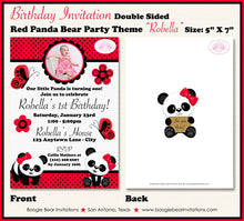 Load image into Gallery viewer, Red Panda Bear Birthday Party Invitation Photo Girl Little Black Wild Zoo Boogie Bear Invitations Robella Theme Paperless Printable Printed