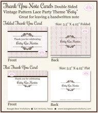 Load image into Gallery viewer, Vintage Lace Birthday Party Thank You Card Girl Pattern Antique Country 50th 60th 70th 80th 90th Boogie Bear Invitations Betty Theme Printed