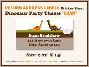 Little Dinosaur Birthday Party Invitation Green Brown Boy Girl Jurassic Stomp Boogie Bear Invitations Euan Theme Paperless Printable Printed