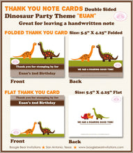 Load image into Gallery viewer, Dinosaur Birthday Party Thank You Card Little Dino Flat Folded Note Boy Girl Red Brown Stomp Roar Boogie Bear Invitations Euan Theme Printed