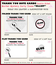 Load image into Gallery viewer, Murder Mystery Birthday Party Thank You Card op Secret Costume Vintage Clue Mission Private Eye Boogie Bear Invitations Elliot Theme Printed