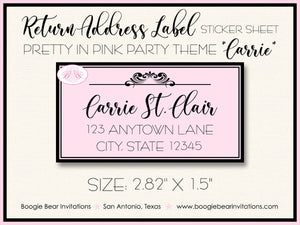 Pretty In Pink Photo Birthday Invitation Party Girl Formal Elegant Princess Boogie Bear Invitations Carrie Theme Paperless Printable Printed