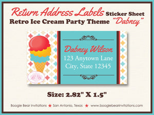 Ice Cream Birthday Party Invitation Retro Sweet Popsicle Sundae Girl Boy Boogie Bear Invitations Dabney Theme Paperless Printable Printed