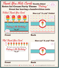 Load image into Gallery viewer, Retro Ice Cream Party Thank You Card Birthday Soda Shop Sweet Popsicle Summer Dessert Boy Girl Boogie Bear Invitations Dabney Theme