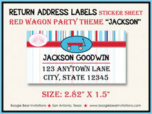 Load image into Gallery viewer, Red Wagon Birthday Party Invitation Photo Stripe Wheels Boy Girl 1st 2nd Boogie Bear Invitations Jackson Theme Paperless Printable Printed